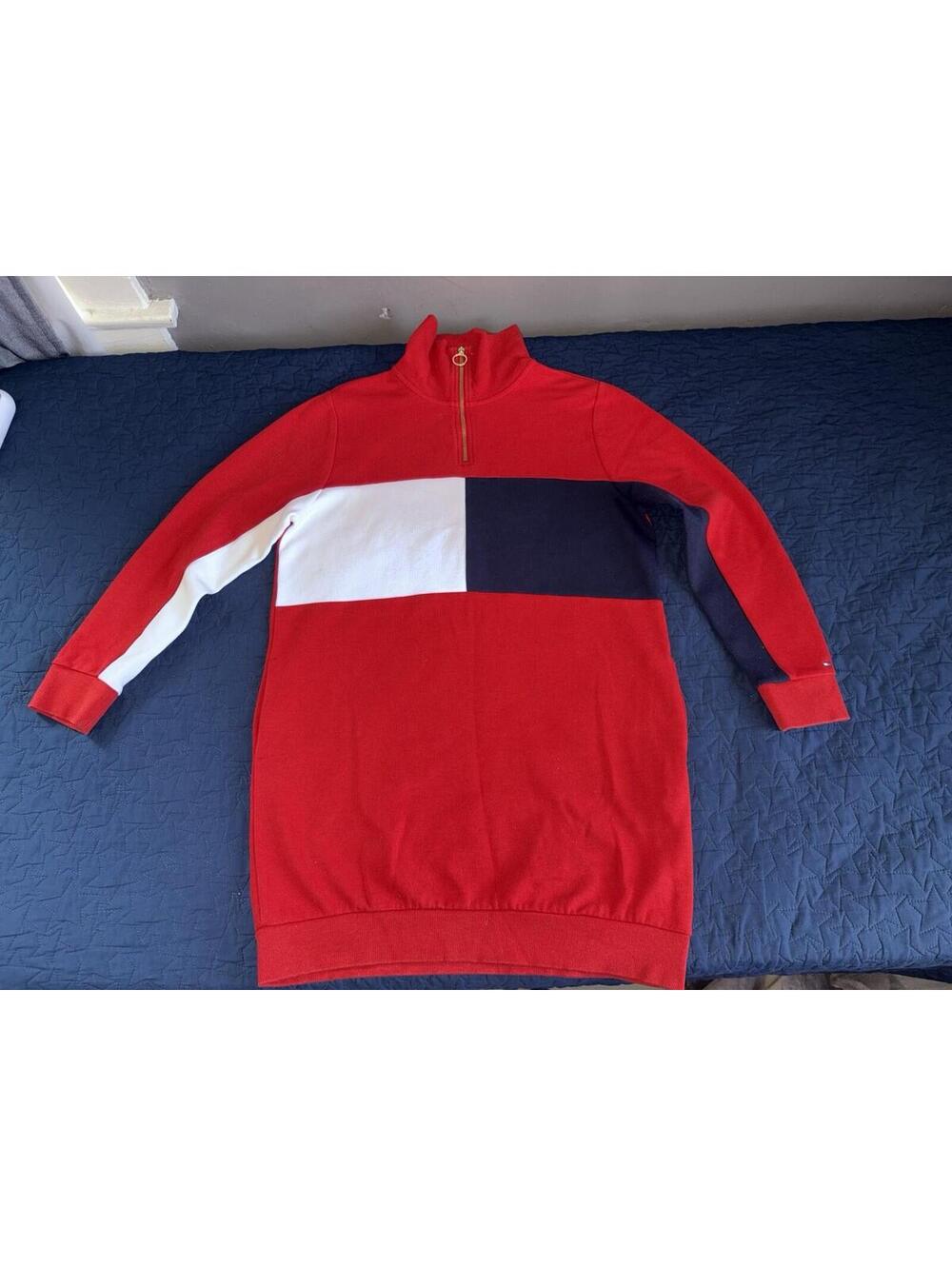 Tommy Hilfiger Womens M Colorblock Quarter Zip dress